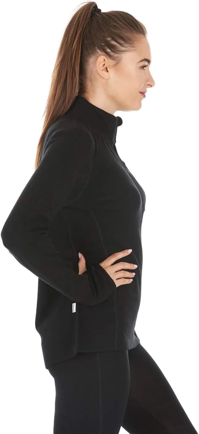 100% Merino Wool Women's Expedition Weight Quarter Zip - Moisture Wicking Sweater