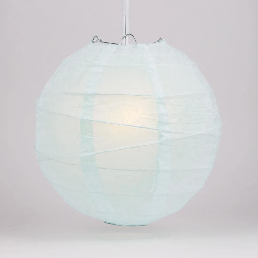 16" Arctic Spa Blue Round Paper Lantern, Irregular Ribbed, Chinese Hanging Wedding & Party Decoration