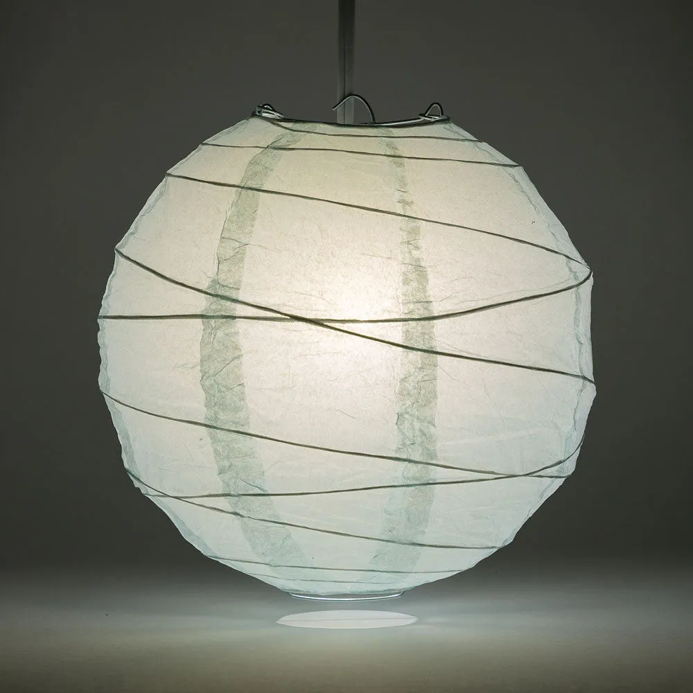 16" Arctic Spa Blue Round Paper Lantern, Irregular Ribbed, Chinese Hanging Wedding & Party Decoration