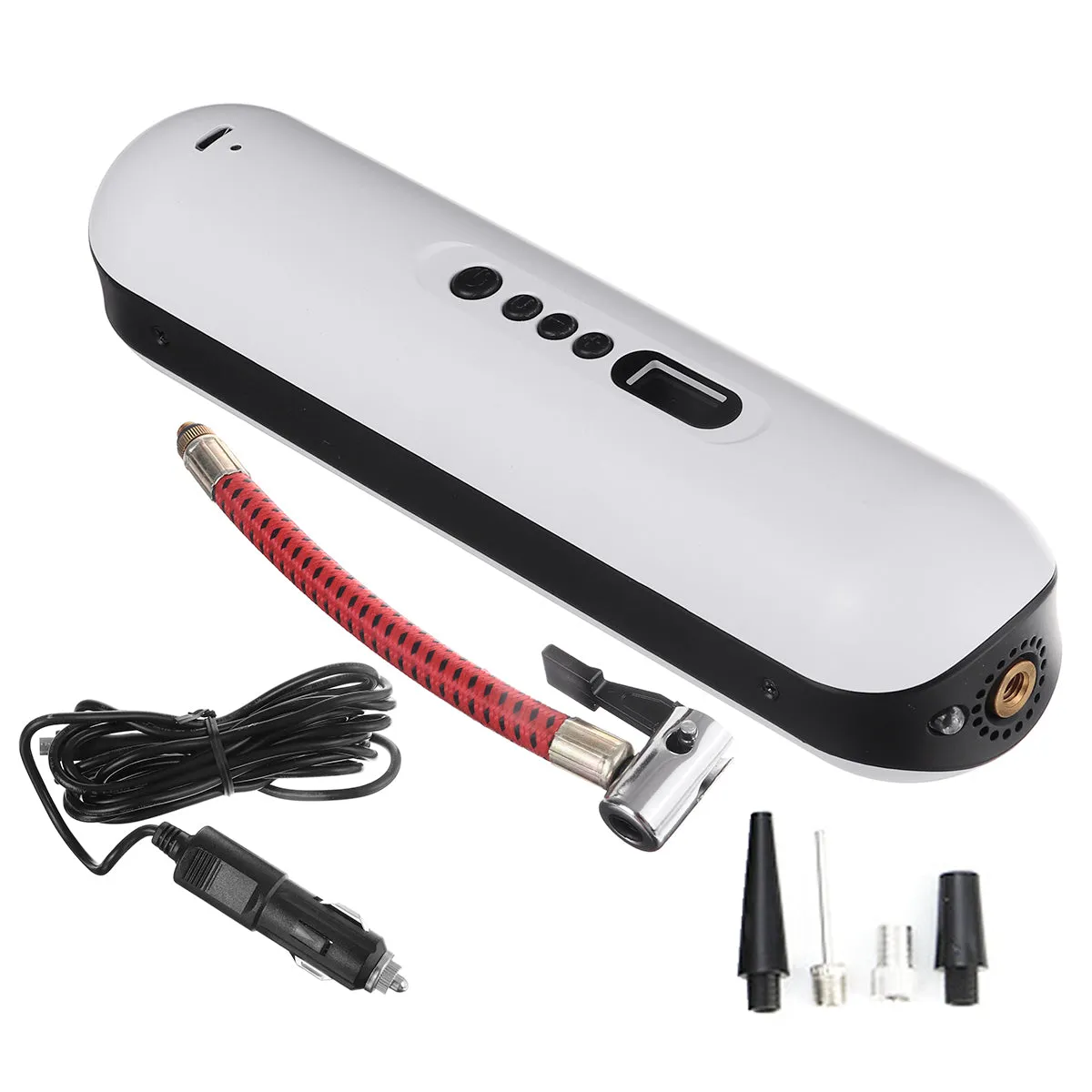 2-in-1 120 PSI 12V Bike Pump SB Charging Electric Air Pump Camping Light Cycling Portable Basketball Football Pump Tools with 4 Nozzle