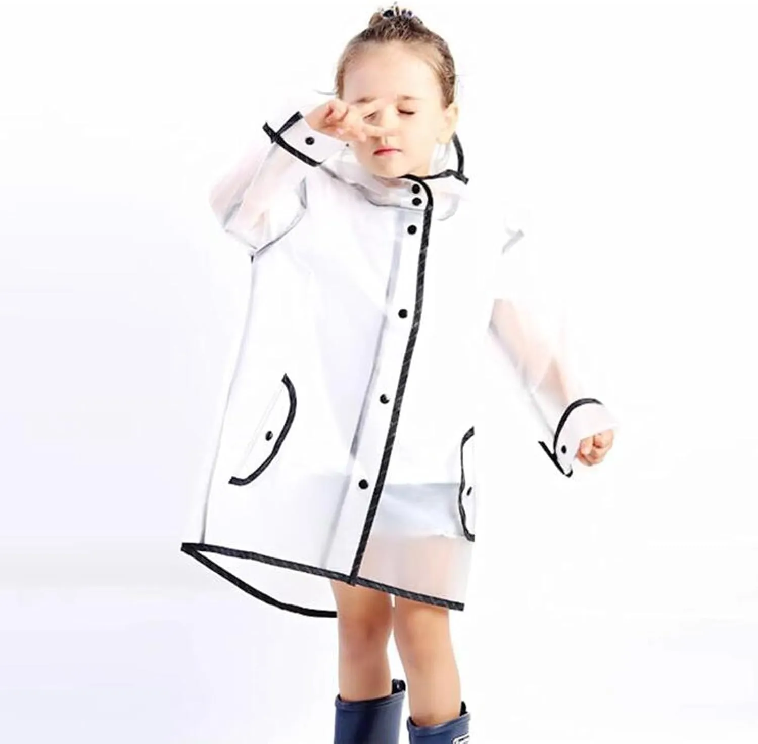 2025 Rain Wear Toddler Kids Windbreakers Rain Poncho Suit Raincoat Reusable Hooded Poncho Clear Raincoat Protective