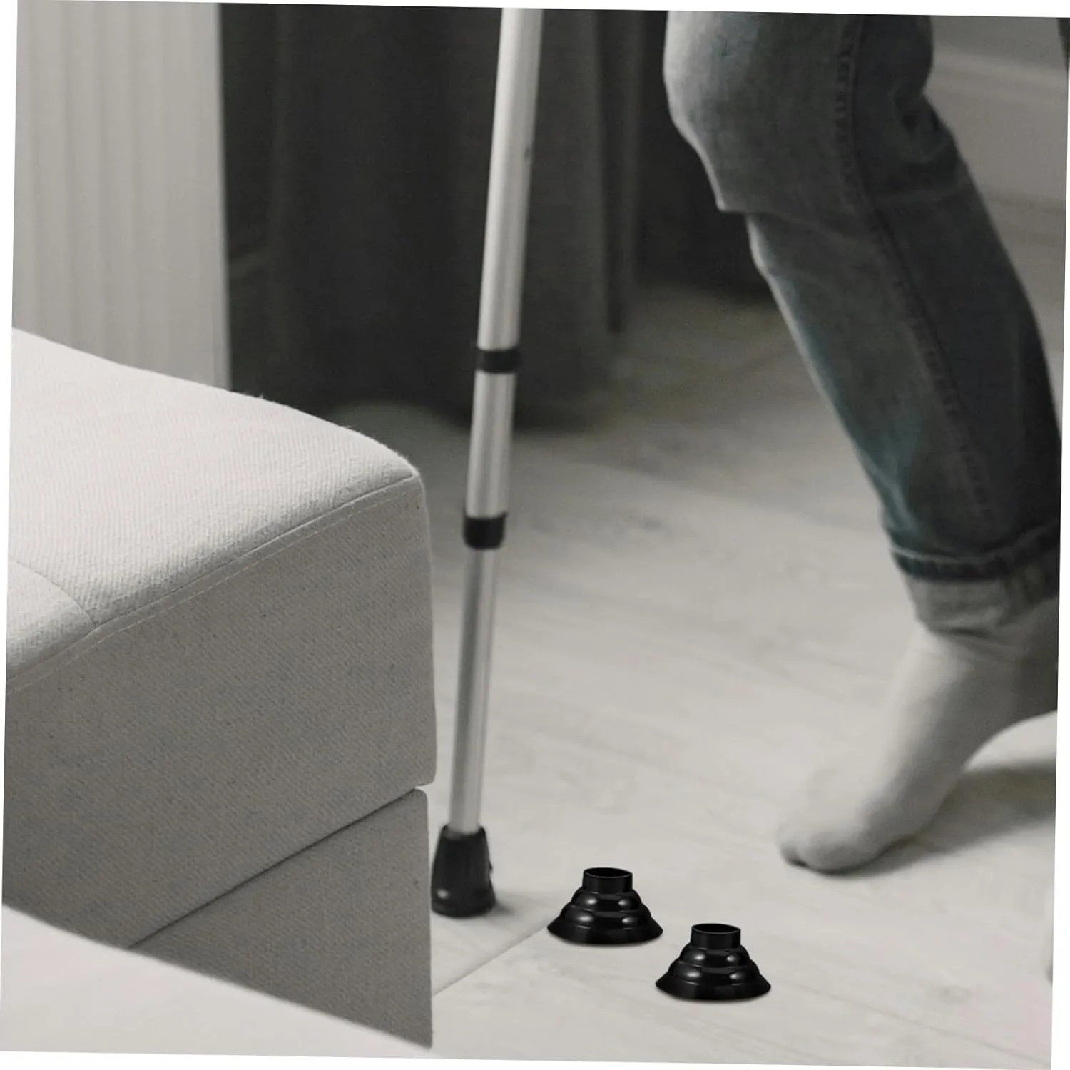 2sets 4pcs Skid Cane Tips for Walking Sticks Foot Covers for Stability Balance Versatile Fit for Ski Poles Hiking Sticks Replacement Tips 4pcs*2