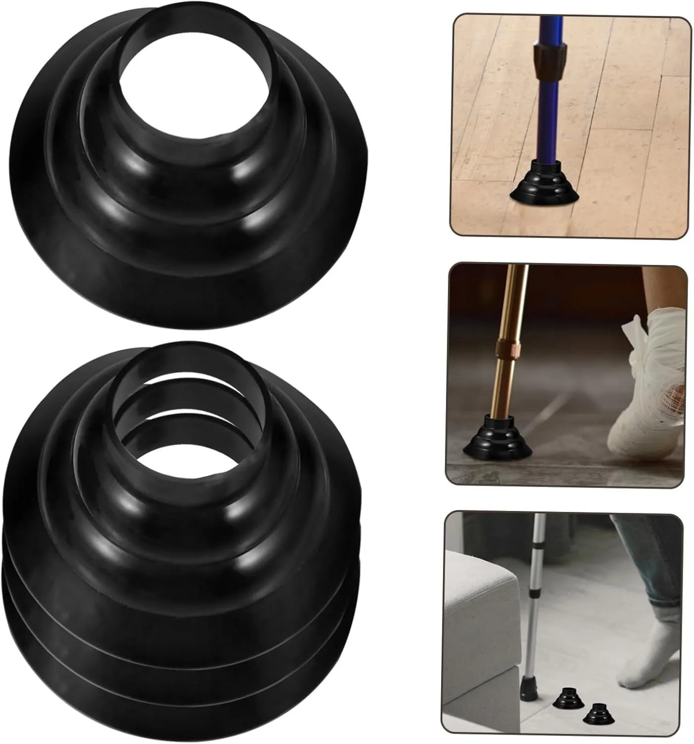 2sets 4pcs Skid Cane Tips for Walking Sticks Foot Covers for Stability Balance Versatile Fit for Ski Poles Hiking Sticks Replacement Tips 4pcs*2