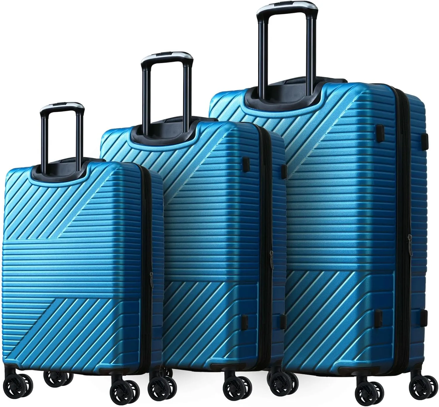 3 Pcs Luggage Sets Expandable Hardshell Luggage Set for Men and Women Lightweight Travel Suitcase with Double Spinner Wheels and TSA Lock, 20''24''28'' Blue