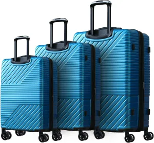 3 Pcs Luggage Sets Expandable Hardshell Luggage Set for Men and Women Lightweight Travel Suitcase with Double Spinner Wheels and TSA Lock, 20''24''28'' Blue