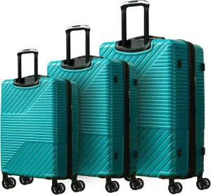 3 Pcs Luggage Sets Expandable Hardshell Luggage Set for Men and Women Lightweight Travel Suitcase with Double Spinner Wheels and TSA Lock, 20''24''28'' Green