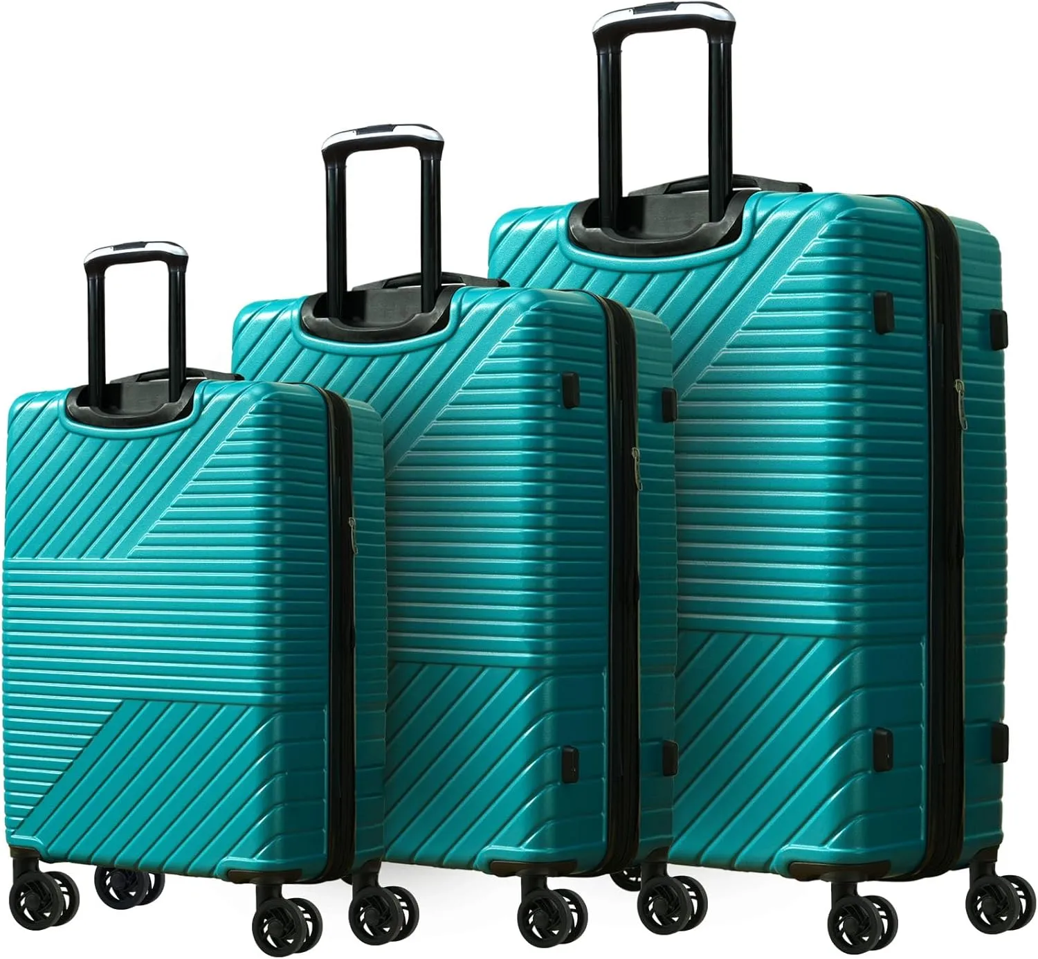 3 Pcs Luggage Sets Expandable Hardshell Luggage Set for Men and Women Lightweight Travel Suitcase with Double Spinner Wheels and TSA Lock, 20''24''28'' Green