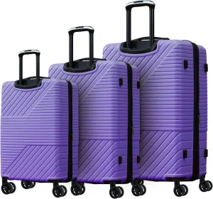 3 Pcs Luggage Sets Expandable Hardshell Luggage Set for Men and Women Lightweight Travel Suitcase with Double Spinner Wheels and TSA Lock, 20''24''28'' Purple