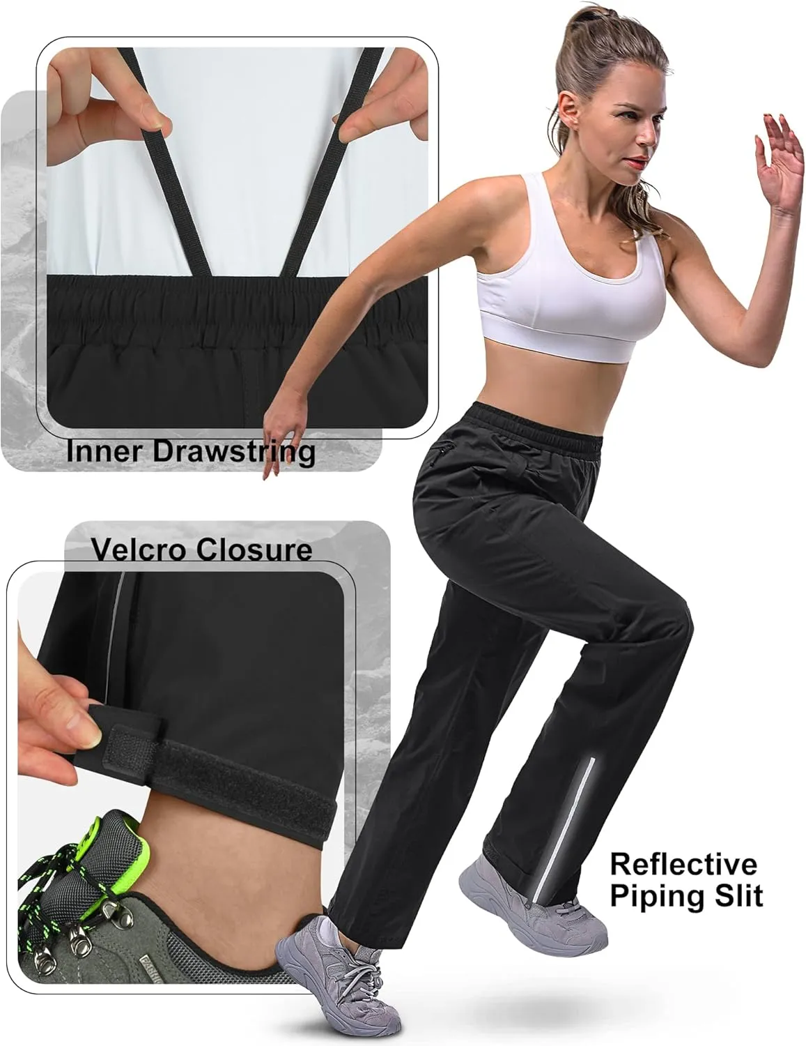 33,000ft Women's Rain Pants Lightweight Breathable Waterproof Pants Windproof Overall Pant for Hiking, cyclin, Golf, Outdoor