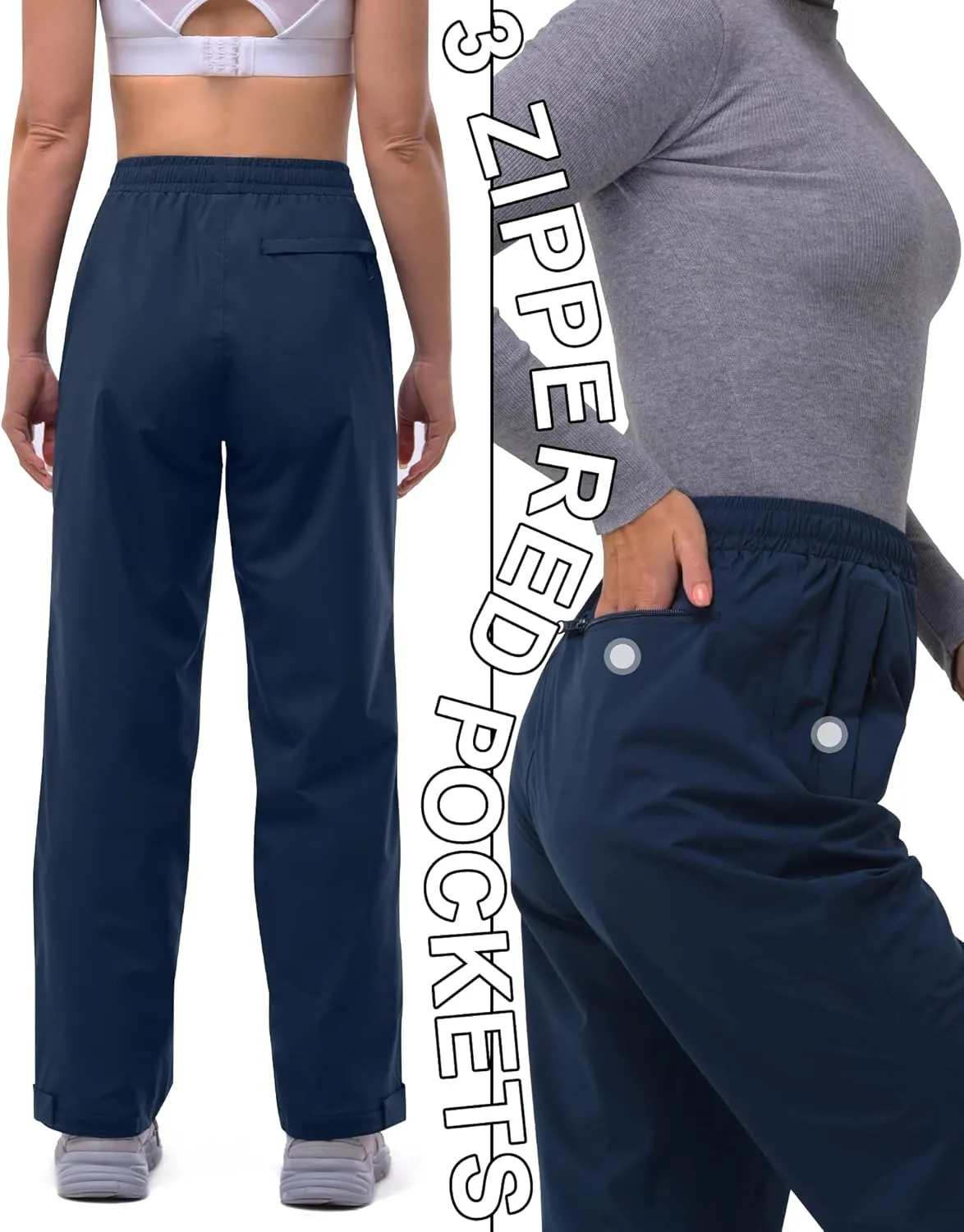 33,000ft Women's Rain Pants Lightweight Breathable Waterproof Pants Windproof Overall Pant for Hiking, cyclin, Golf, Outdoor