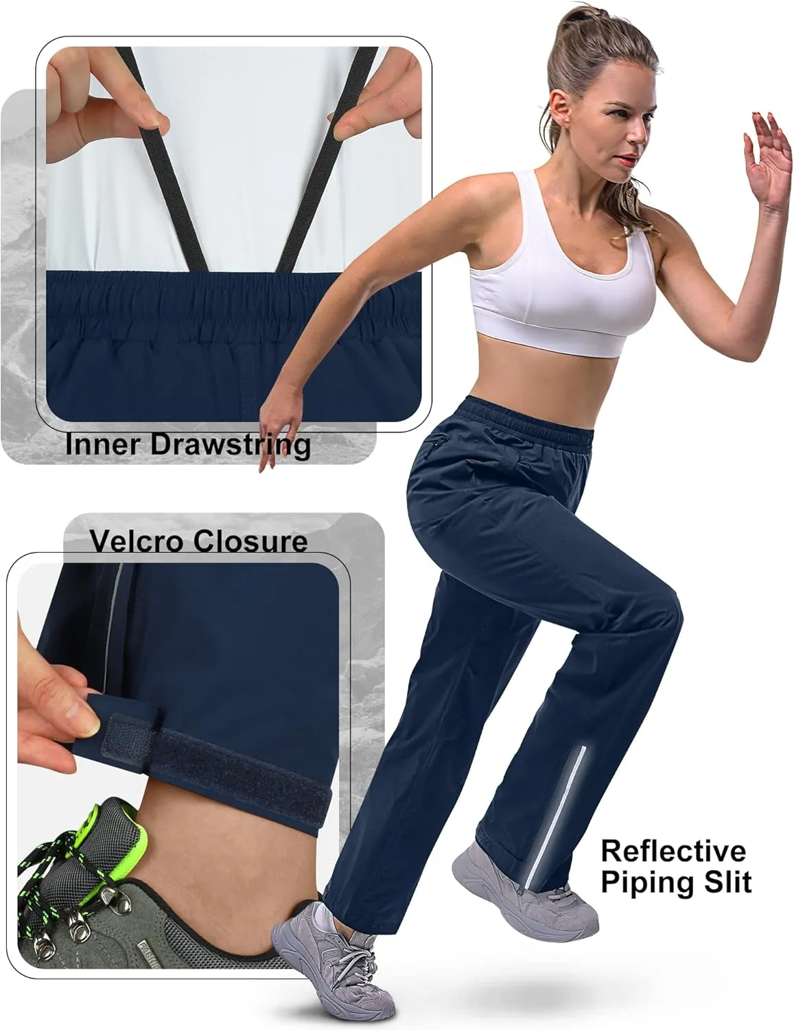 33,000ft Women's Rain Pants Lightweight Breathable Waterproof Pants Windproof Overall Pant for Hiking, cyclin, Golf, Outdoor