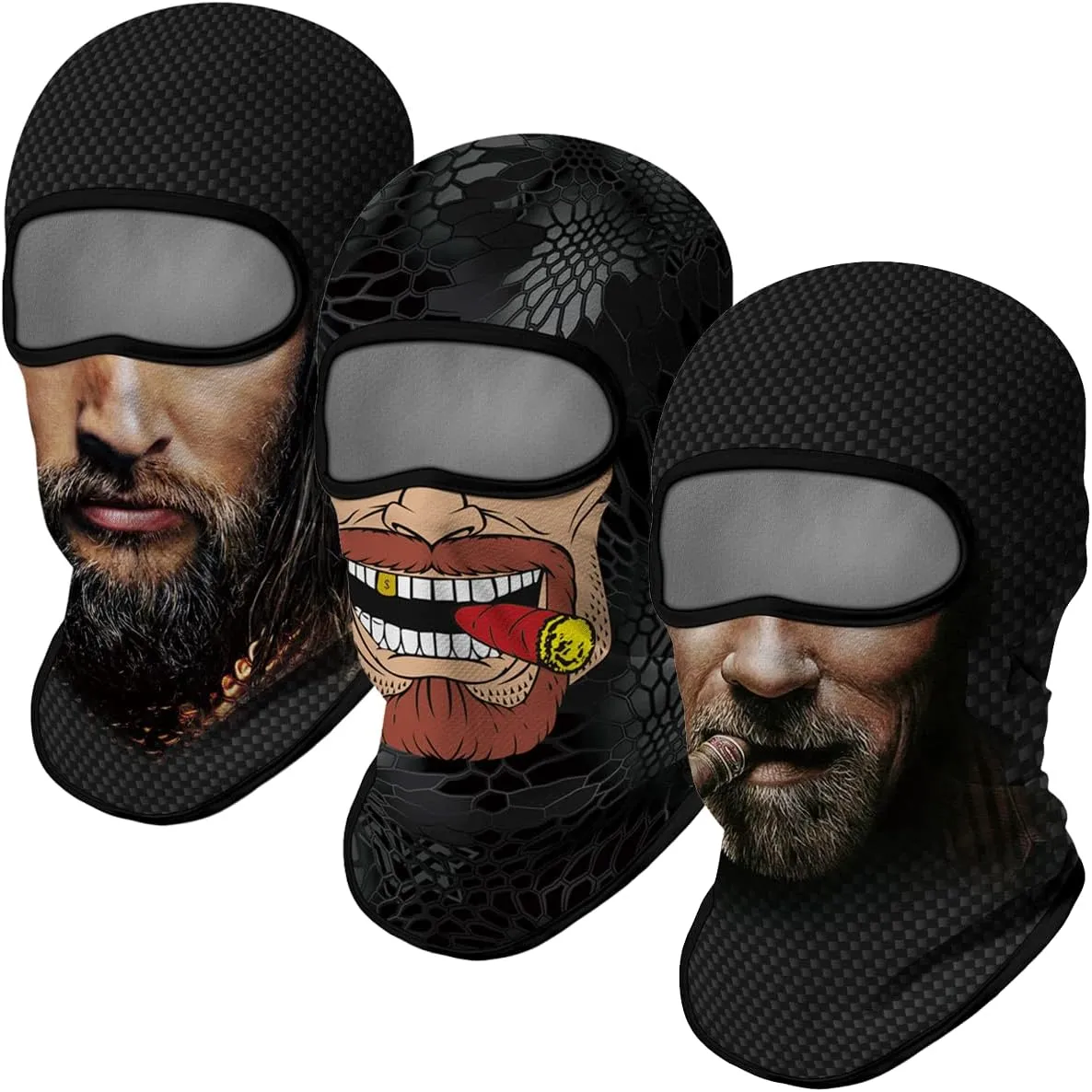 3PCS Balaclava Ski Mask Motorcycle Full Face Mask Outdoor Tactical Hood Headwear Mask Unisex for Cycling Halloween Windproof
