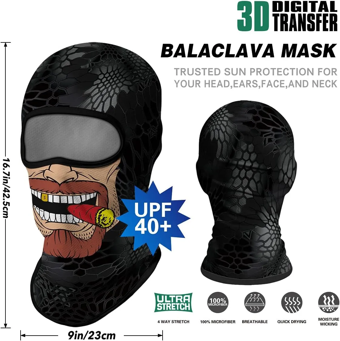 3PCS Balaclava Ski Mask Motorcycle Full Face Mask Outdoor Tactical Hood Headwear Mask Unisex for Cycling Halloween Windproof