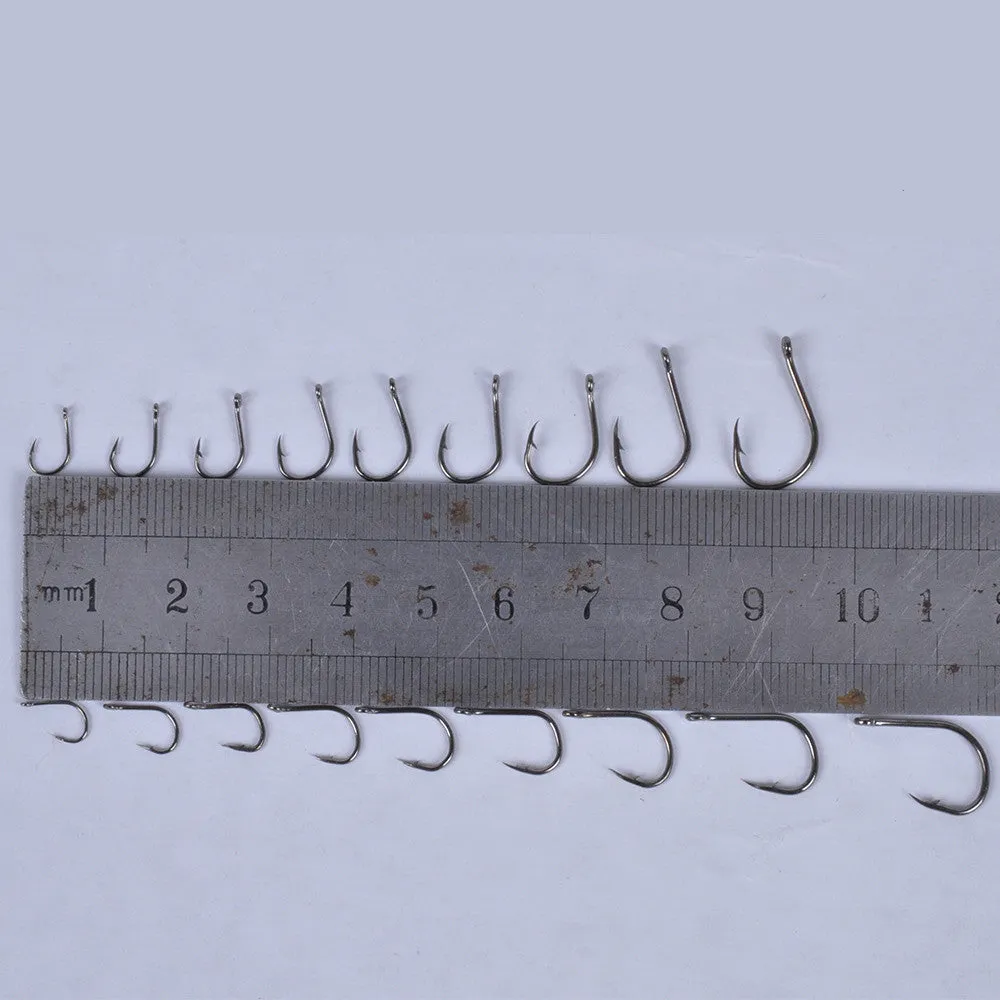 600pcs Carbon Steel Fishing Jig Hooks with Hole Fly Fishing Tackle Box 3# -12# 10 Sizes Fish Hooks