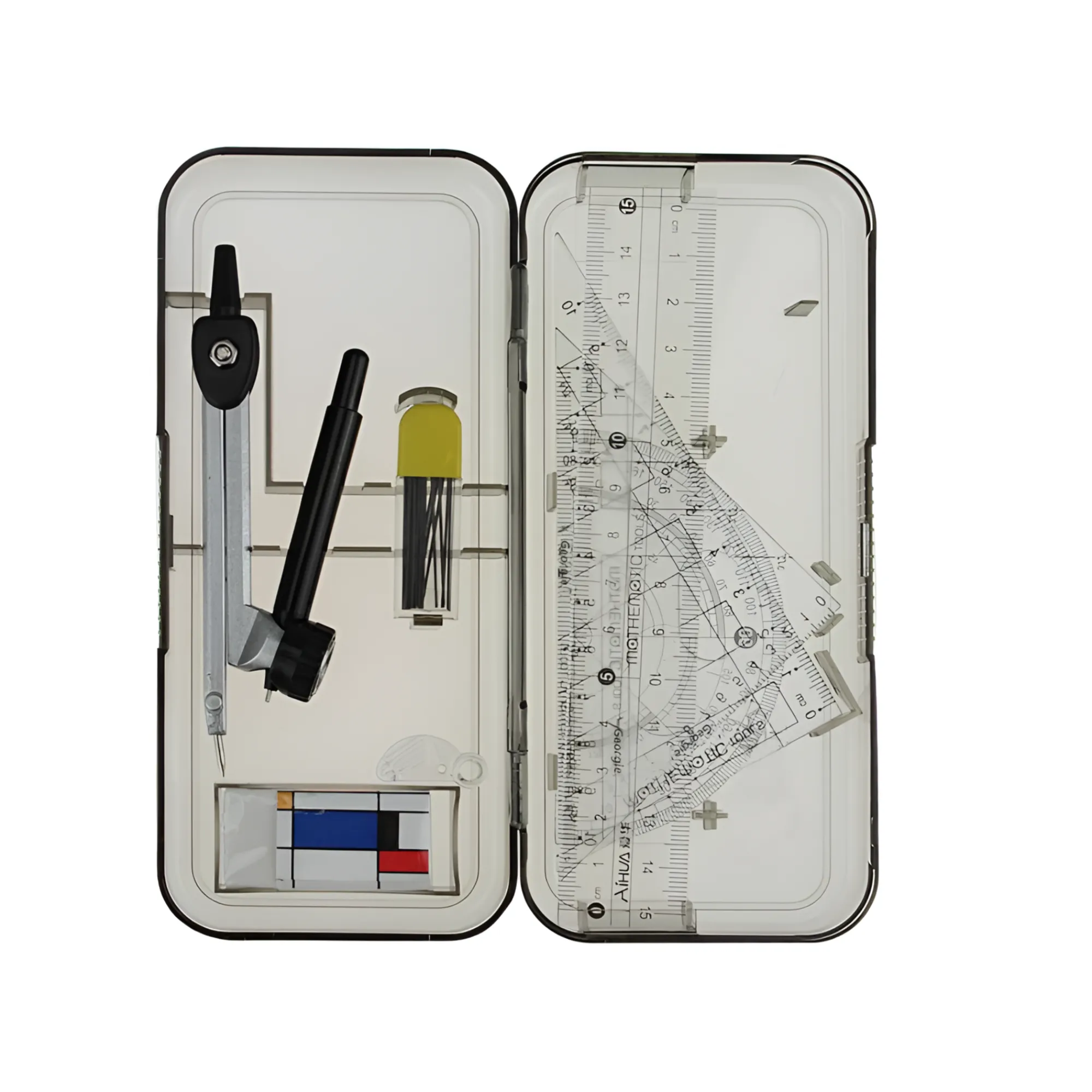 7-Piece Maths Geometry Drawing Set With Durable Plastic Case ACS90808