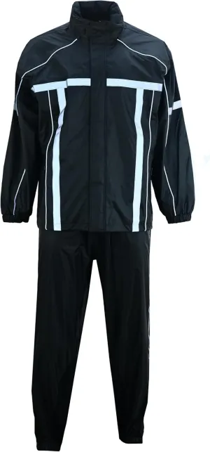 ADM Leather Rain Suit for Men and Women Water Proof Heavy Duty for Work | Rain Gear Outdoor Raincoats Reflective Black
