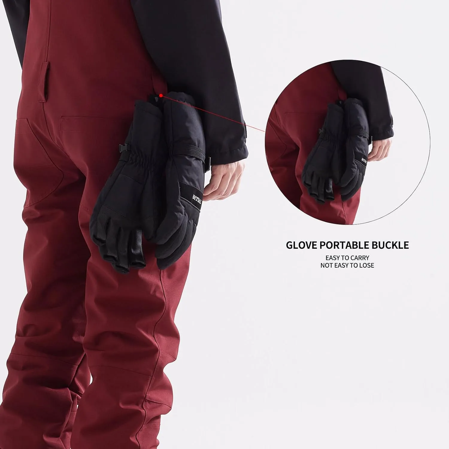 Adult Unisex Waterproof & Wear-Resistant Ski Gloves - Warm & Multifunctional - Anti-Slip - Black