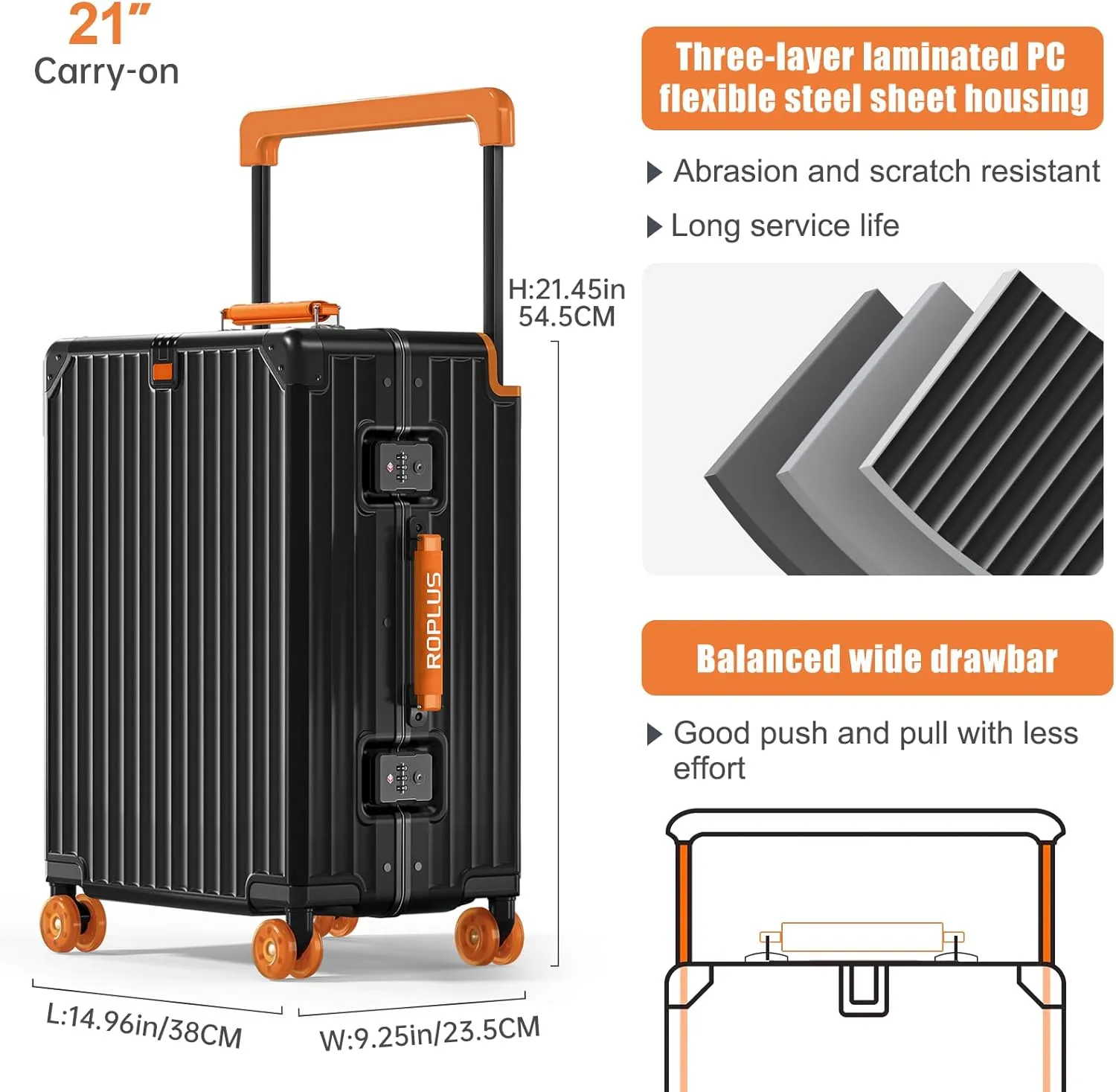 Aluminium Frame Checked- In Luggage with Smooth Jelly Wheels, Hardside Zipperless Rolling Suitcase with TSA Lock (Black, 28-Inch)