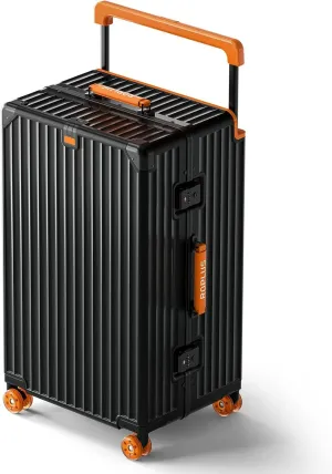 Aluminium Frame Checked- In Luggage with Smooth Jelly Wheels, Hardside Zipperless Rolling Suitcase with TSA Lock (Black, 28-Inch)