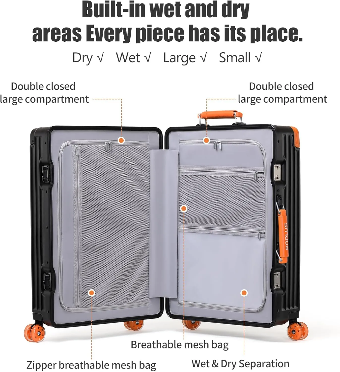 Aluminium Frame Checked- In Luggage with Smooth Jelly Wheels, Hardside Zipperless Rolling Suitcase with TSA Lock (Black, 28-Inch)