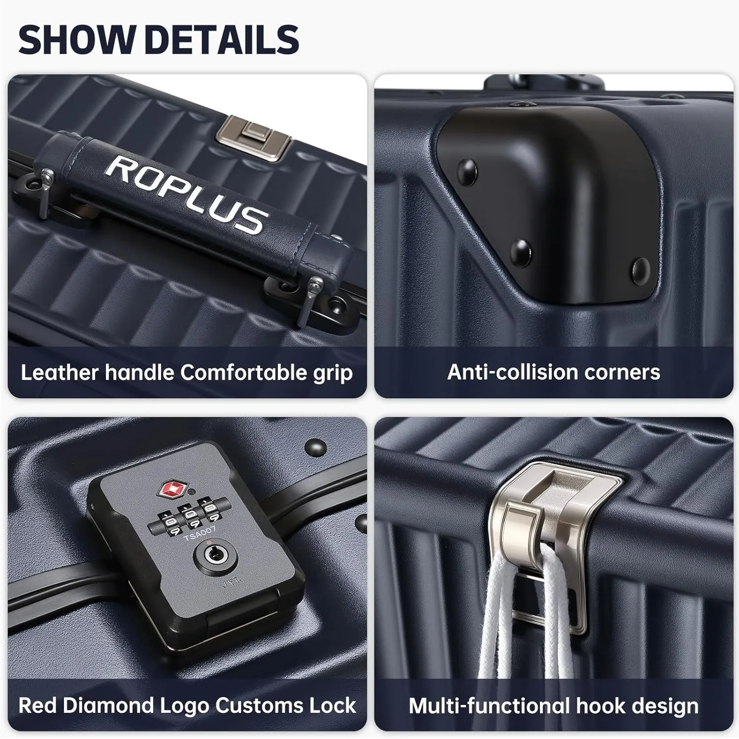 Aluminium Frame Checked-Luggage with Smooth Jelly Wheels, Hardside Zipperless Rolling Suitcase with TSA Lock (Blue, 28-Inch)