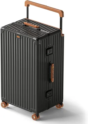 Aluminium Frame Checked-Luggage with Smooth Jelly Wheels, Hardside Zipperless Rolling Suitcase with TSA Lock (Grey, 28-Inch)