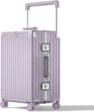 Aluminium Frame Checked-Luggage with Smooth Jelly Wheels, Hardside Zipperless Rolling Suitcase with TSA Lock (Purple, 21-Inch)