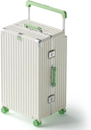 Aluminium Frame Checked-Luggage with Smooth Jelly Wheels, Hardside Zipperless Rolling Suitcase with TSA Lock (White, 28-Inch)