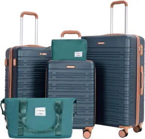 Amalodie Luggage Sets 5 Piece Suitcases with Double Spinner Wheel,Suitcase Set ABS Hard Case Luggage with TSA Lock and Durable Waterproof Travel Luggage