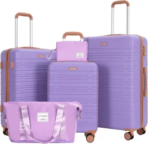Amalodie Luggage Sets 5 Piece Suitcases with Double Spinner Wheel,Suitcase Set ABS Hard Case Luggage with TSA Lock and Durable Waterproof Travel Luggage