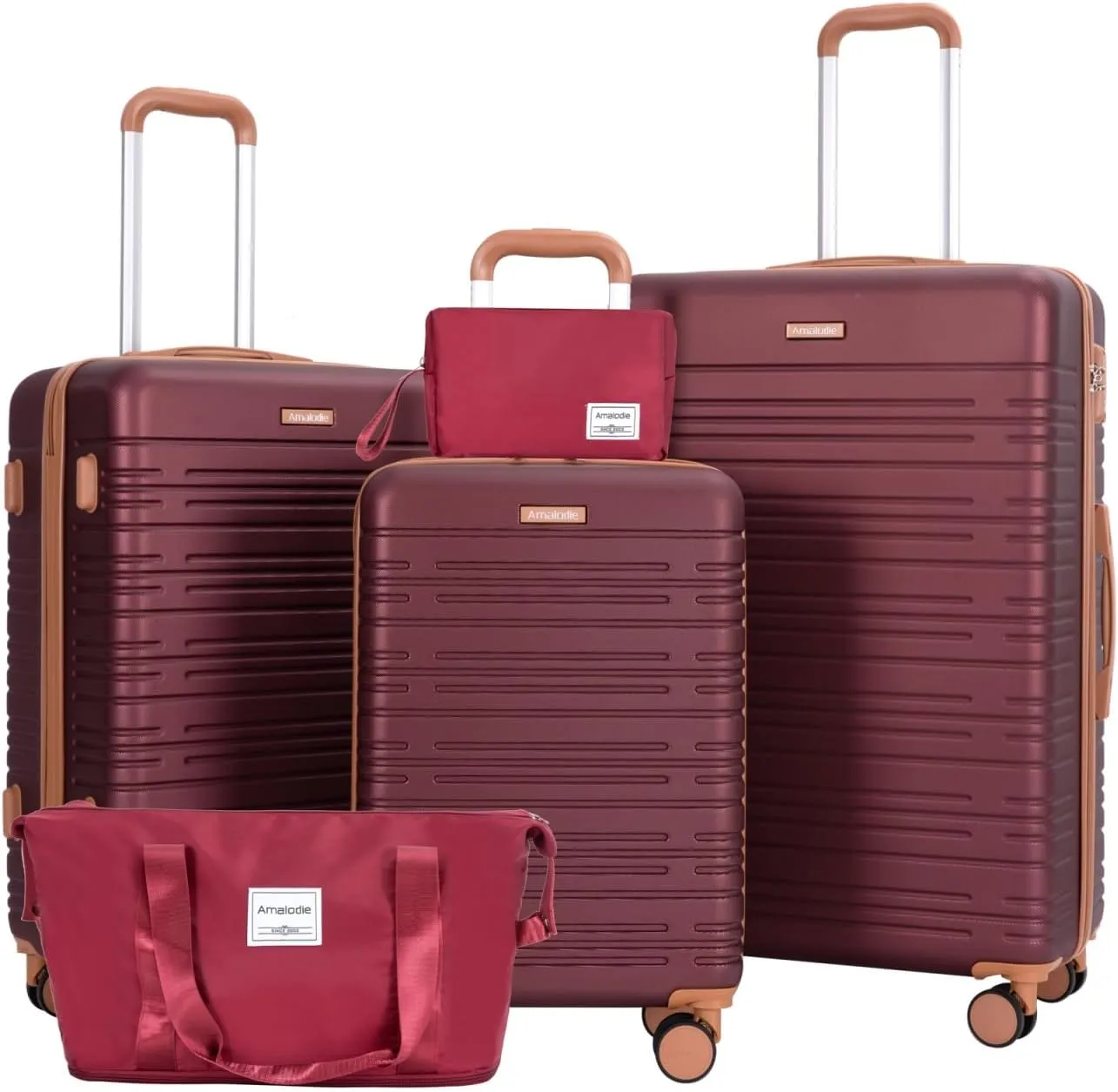 Amalodie Luggage Sets 5 Piece Suitcases with Double Spinner Wheel,Suitcase Set ABS Hard Case Luggage with TSA Lock and Durable Waterproof Travel Luggage