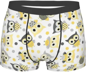 Animal Cartoon Owls Cute Boxer Briefs, Moisture Wicking & Breathable,Underwear for Men