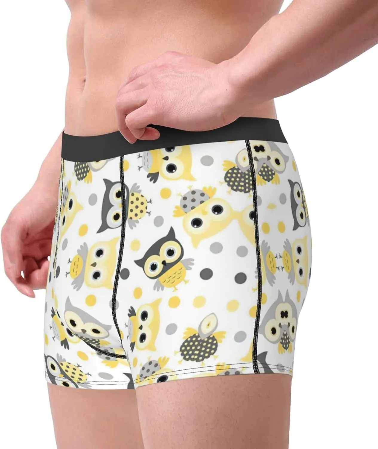 Animal Cartoon Owls Cute Boxer Briefs, Moisture Wicking & Breathable,Underwear for Men