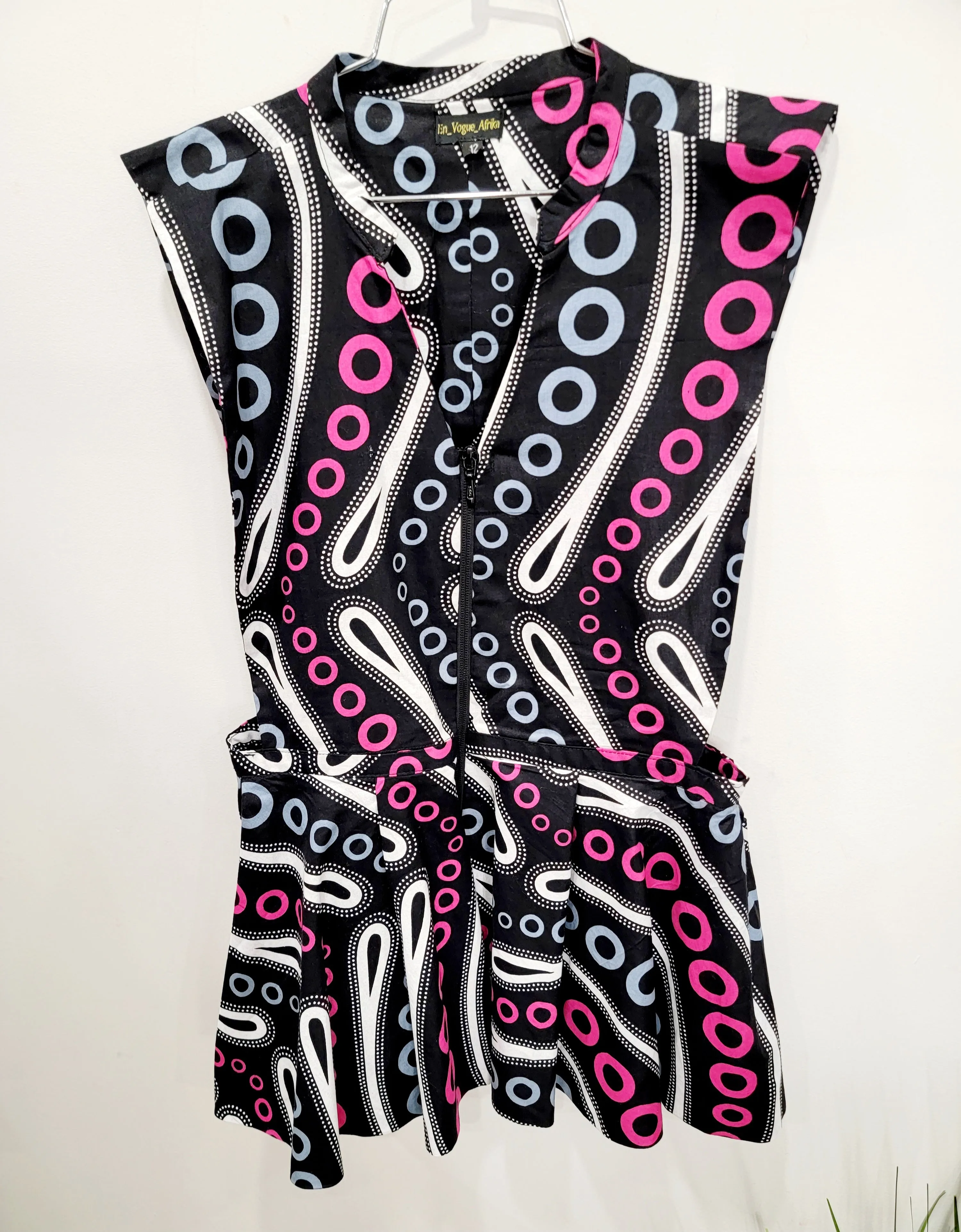 Ankara Sleeveless Peplum Top