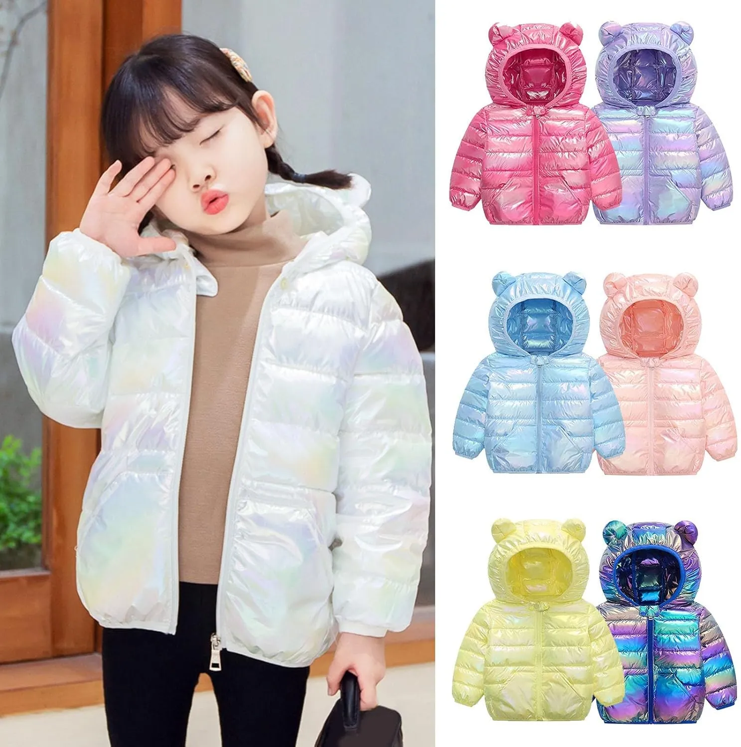 Baby Kids Winter Coat Puffer Down Jacket Windproof Light Winter Jacket Coat Hooded Outwear Windproof