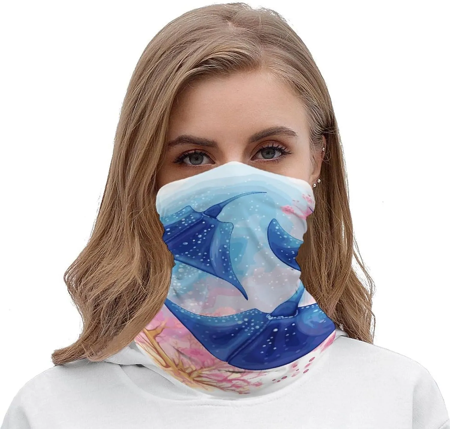 Balaclava Comfortable Breathable Sea Animals Stingrays Neck Gaiter for Outdoor Sports (All-Season Use)