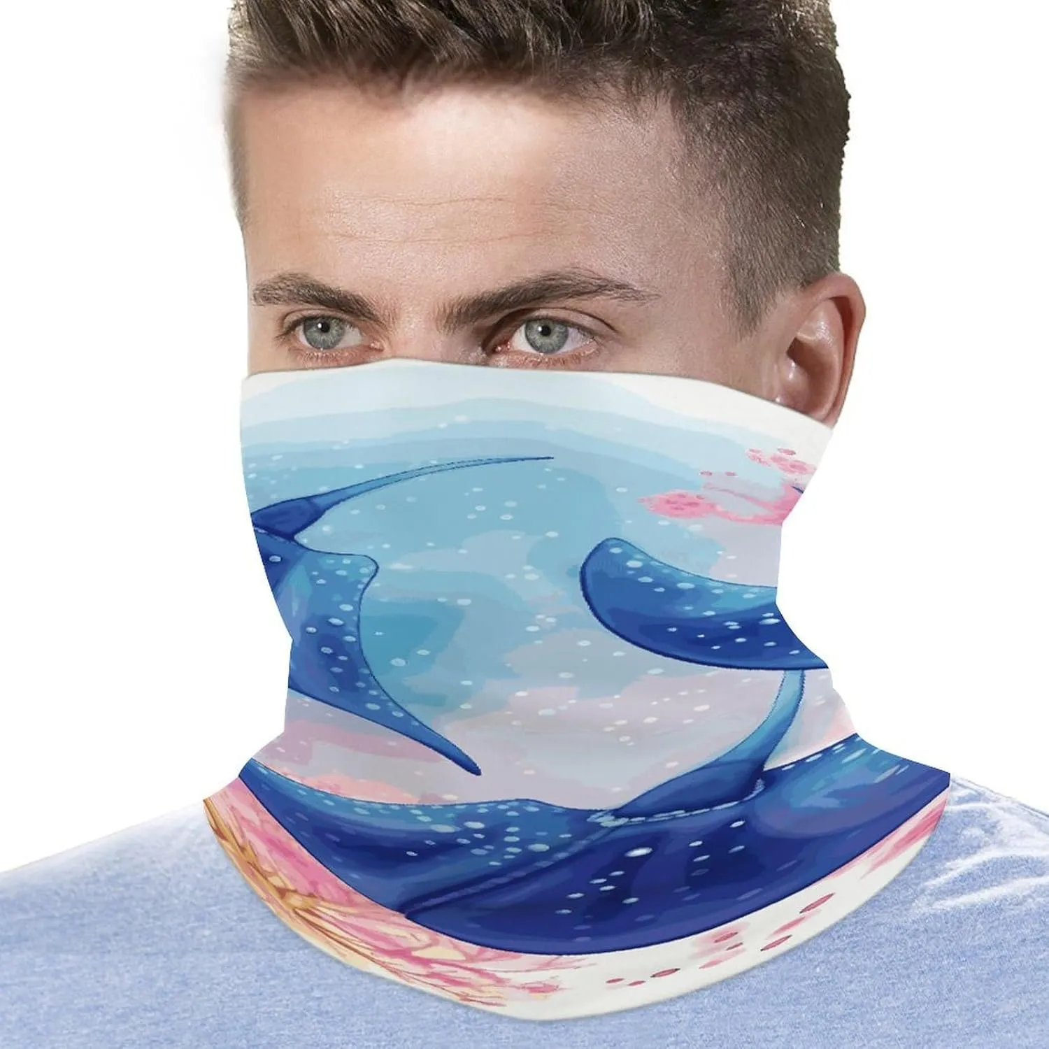 Balaclava Comfortable Breathable Sea Animals Stingrays Neck Gaiter for Outdoor Sports (All-Season Use)