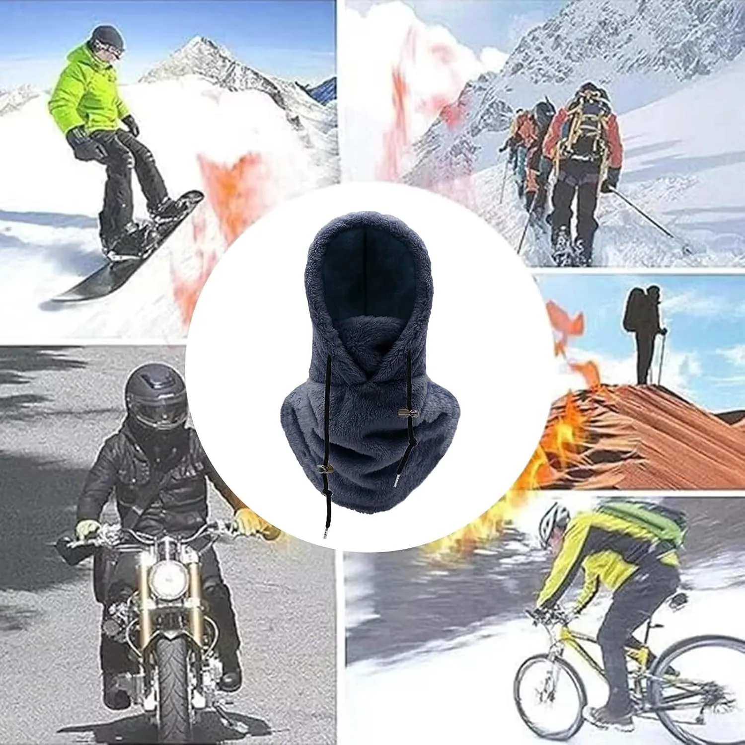 Balaclava Winter Ski Mask for Men Women, Fleece Face Mask Cap Neck Windproof Hooded Scarf Cold Weather Warm Face Cover