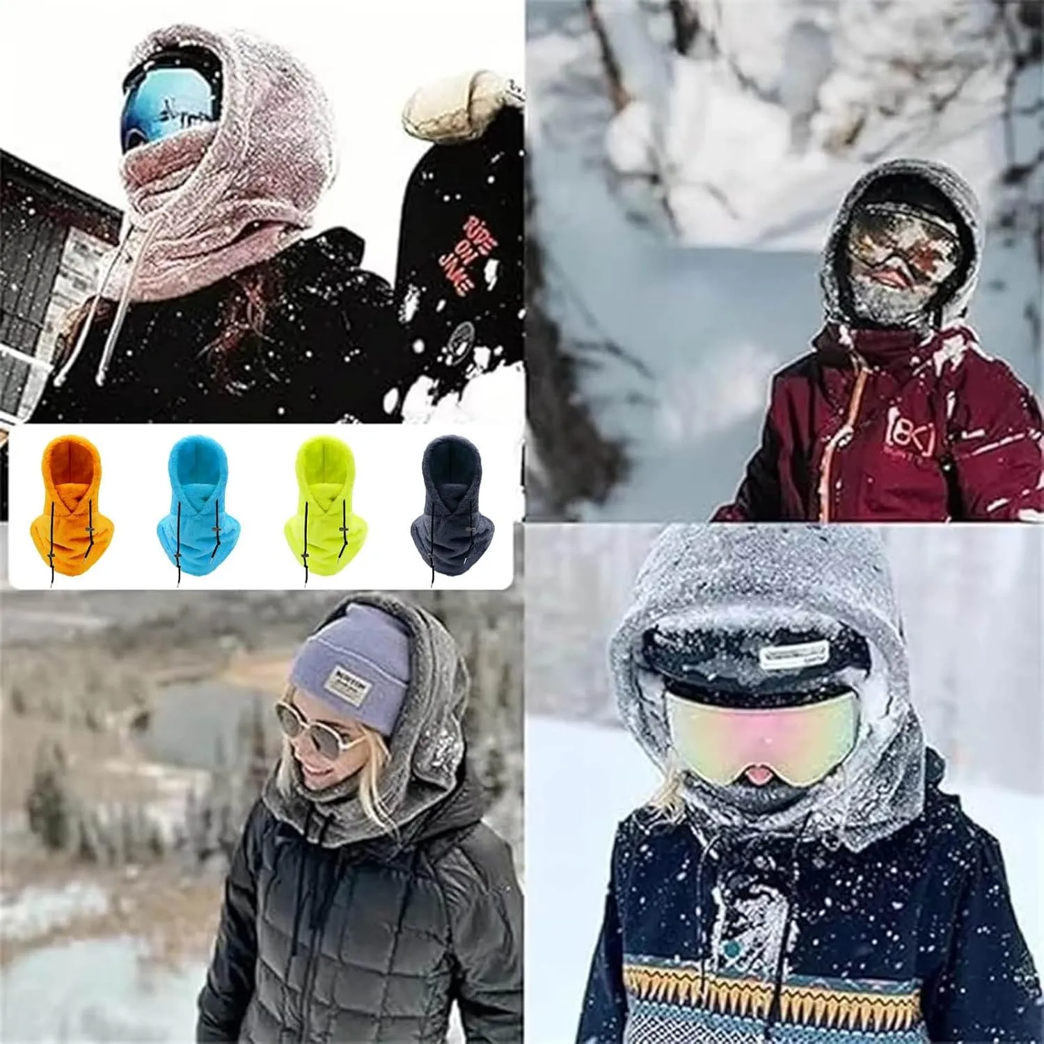 Balaclava Winter Ski Mask for Men Women, Fleece Face Mask Cap Neck Windproof Hooded Scarf Cold Weather Warm Face Cover