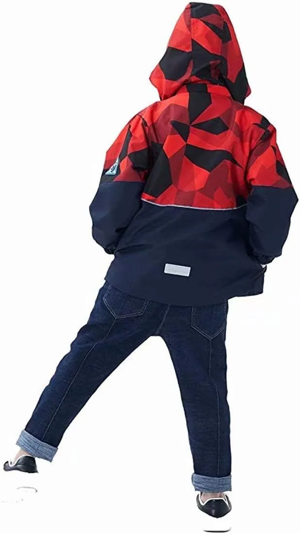 Boys Girls Rain Jackets Waterproof Lightweight Hooded Raincoats Lined Softshell Windbreakers for Kids