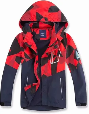 Boys Girls Rain Jackets Waterproof Lightweight Hooded Raincoats Lined Softshell Windbreakers for Kids