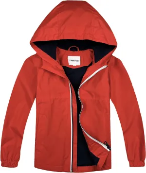 Boys Rain Jackets Lightweight Waterproof Hooded fleece Raincoats Windbreakers for Kids