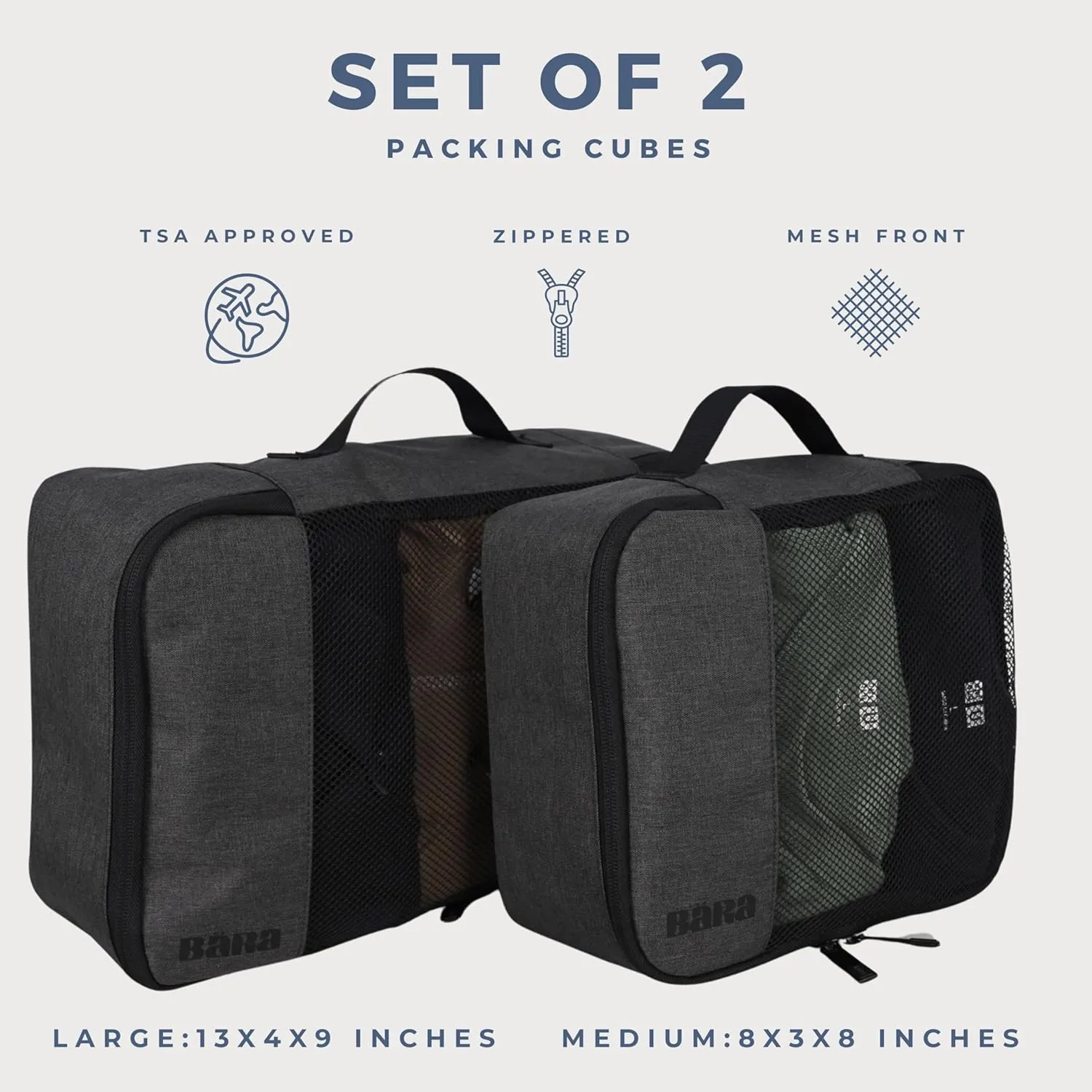 BRA Travel Sets - Hardshell Collapsible 20 Inch Carry On Luggage, Packing Cubes & Toiletry Bag - 360 Spinner Wheels, TSA Approved Lock, Water Resistant Expandable Suitcase & Travel