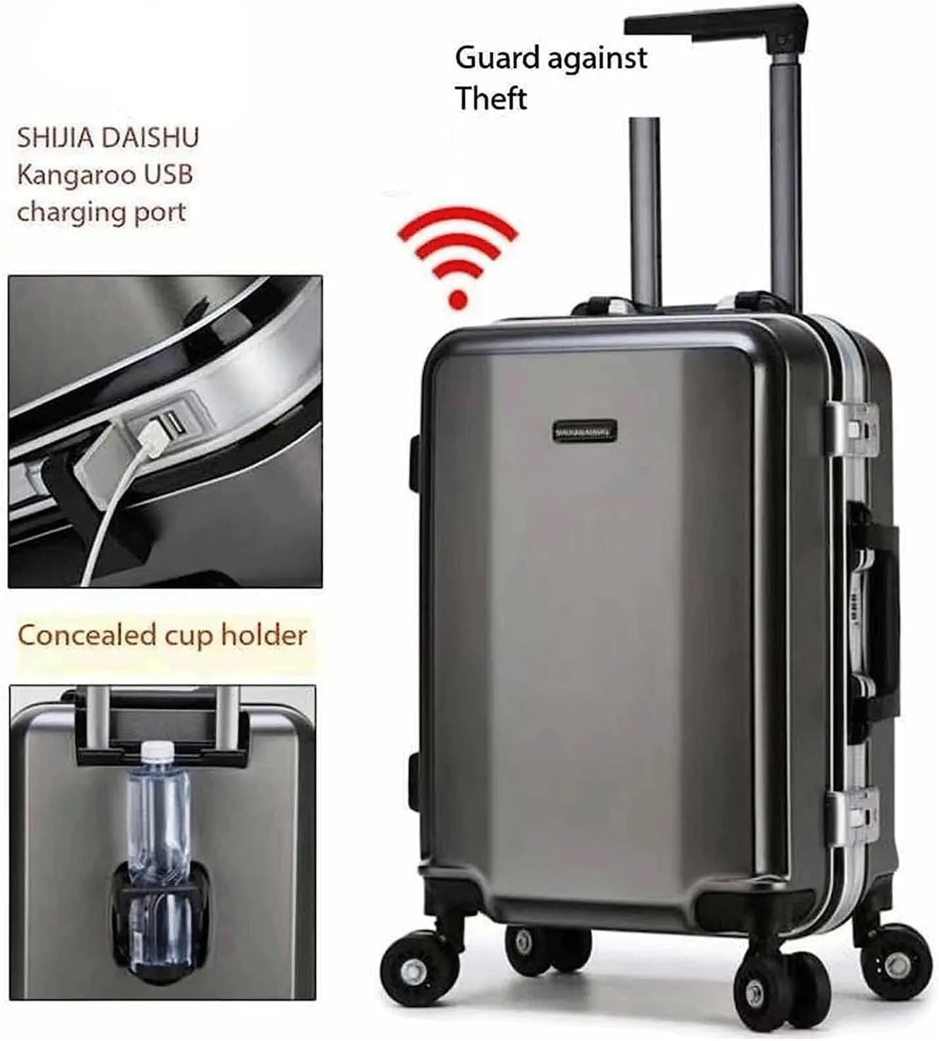 Carry On Luggage Hard Luggage Shock Absorbing Universal Wheel Suitcase Simple Trolley Luggage Aluminum Frame Double Buckle Password Luggage Lightweight