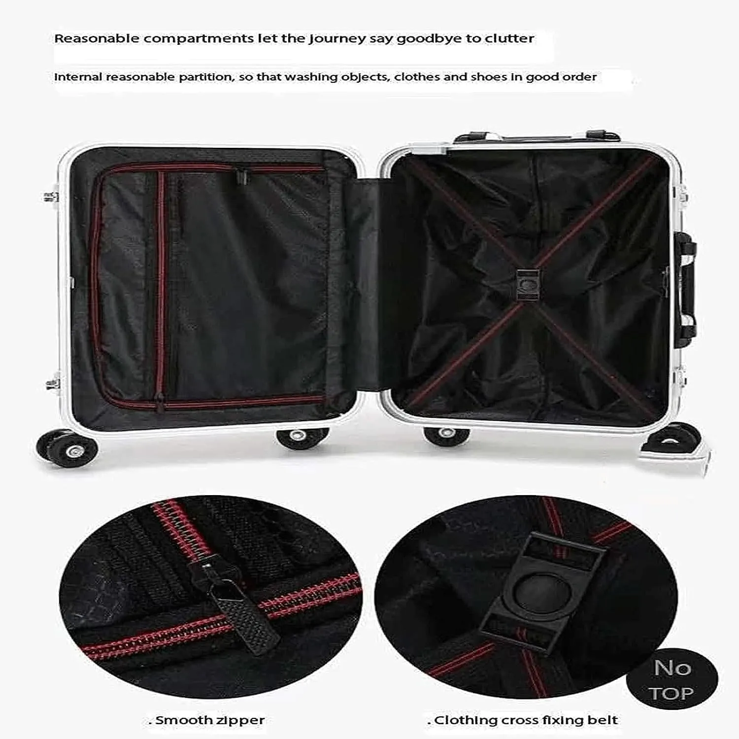 Carry On Luggage Hard Luggage Shock Absorbing Universal Wheel Suitcase Simple Trolley Luggage Aluminum Frame Double Buckle Password Luggage Lightweight
