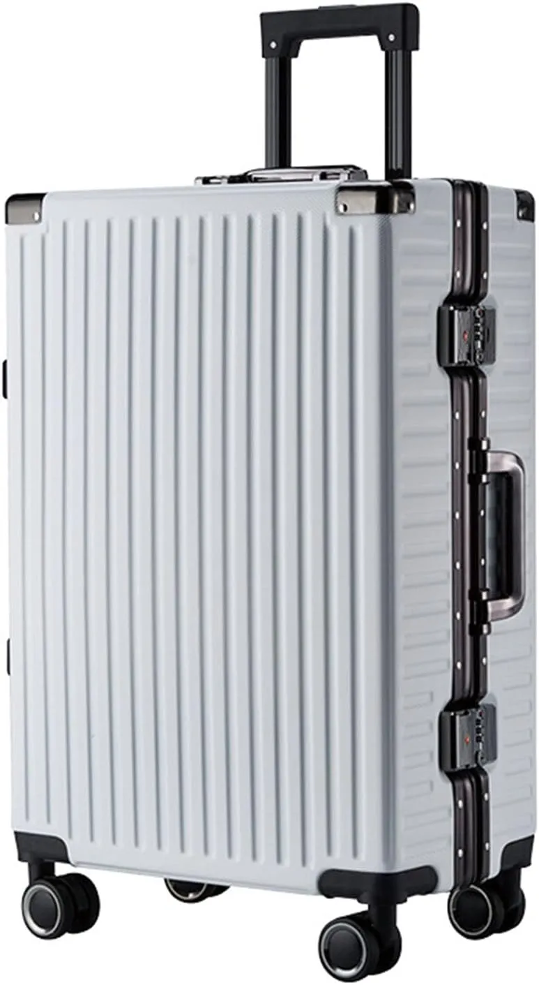 Carry-on Luggage, Suitcase with Silent Shock-Absorbing Universal Wheels, Hard Expandable and Large Capacity, Suitable for Traveling (White 24 inches)