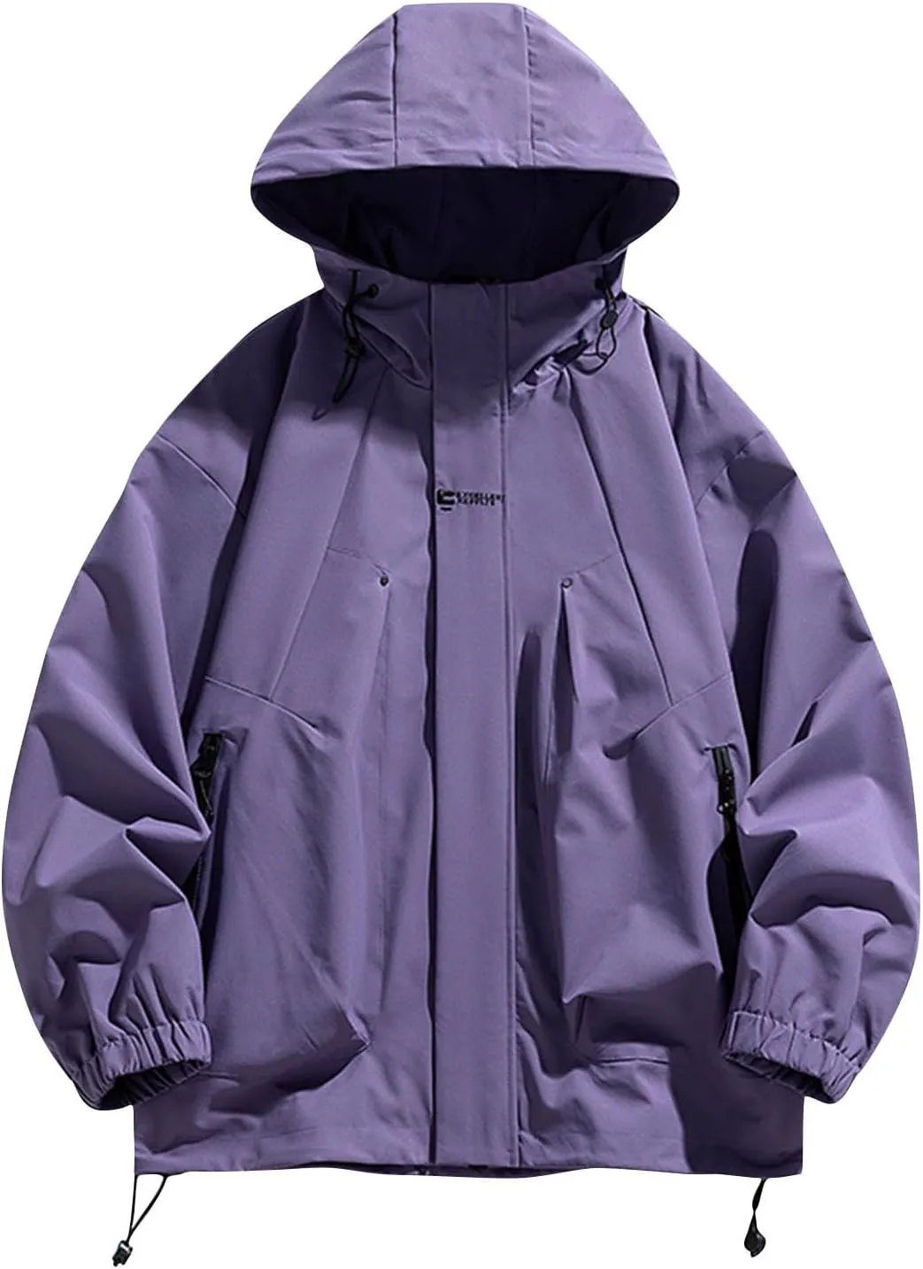 Casual Windproof Rain Jacket for Men Softshell Lightweight Packable Raincoat Hiking Travel Hooded Windbreakers