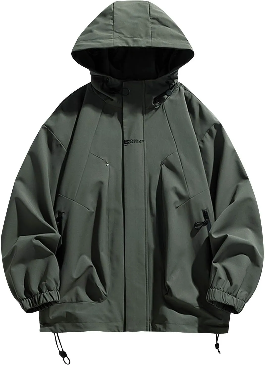 Casual Windproof Rain Jacket for Men Softshell Lightweight Packable Raincoat Hiking Travel Hooded Windbreakers