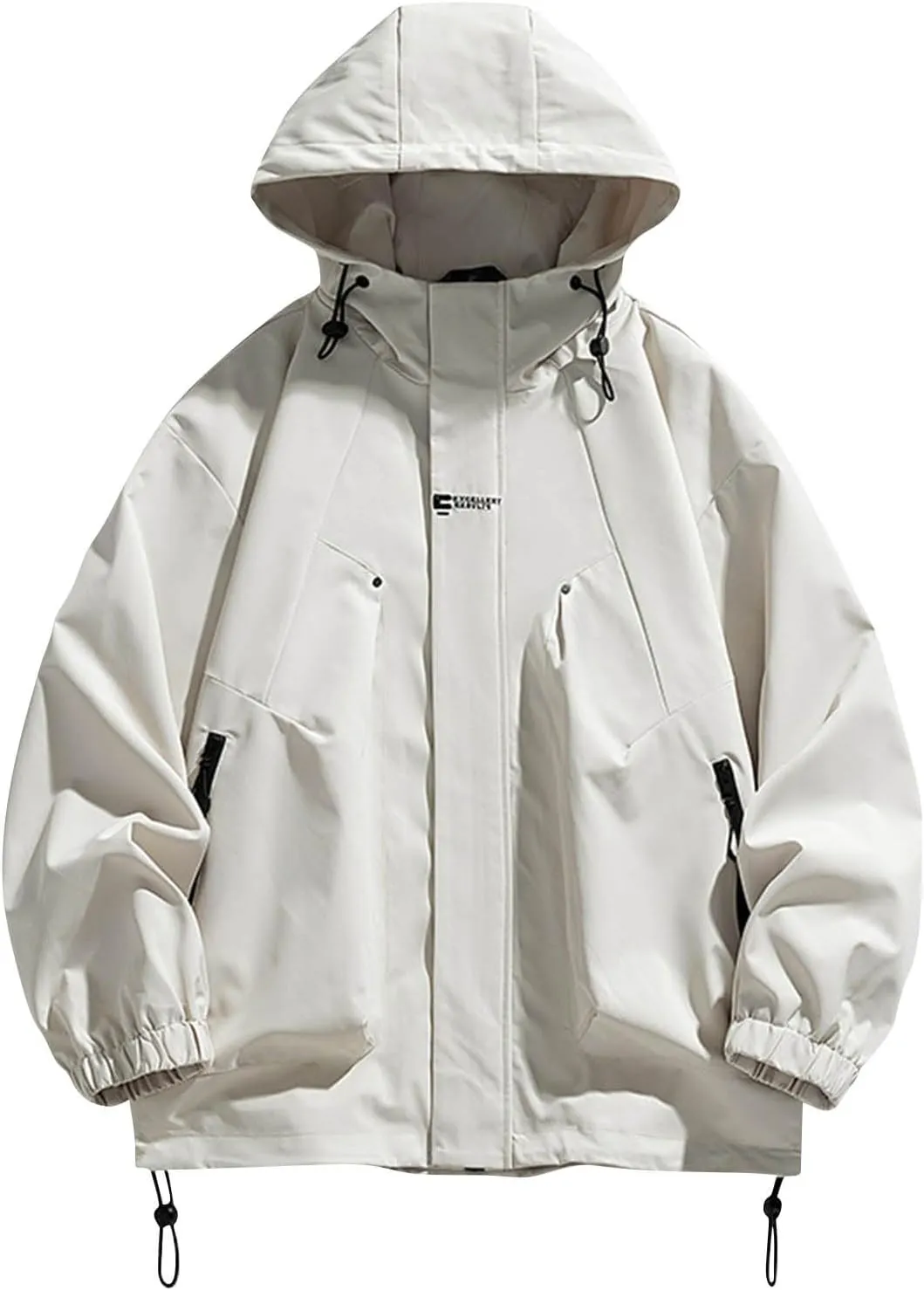 Casual Windproof Rain Jacket for Men Softshell Lightweight Packable Raincoat Hiking Travel Hooded Windbreakers