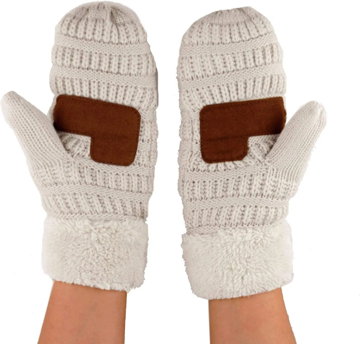 C.C Unisex Winter Warm Inner Fuzzy Lined Anti-Slip Cuff Mittens